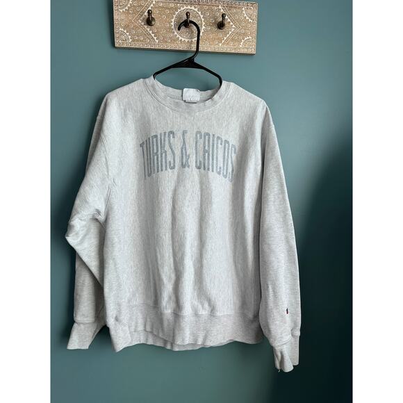 Turks & Caicos Vintage Champion Heather Gray Crewneck Pullover Sweatshirt - Picture 1 of 4